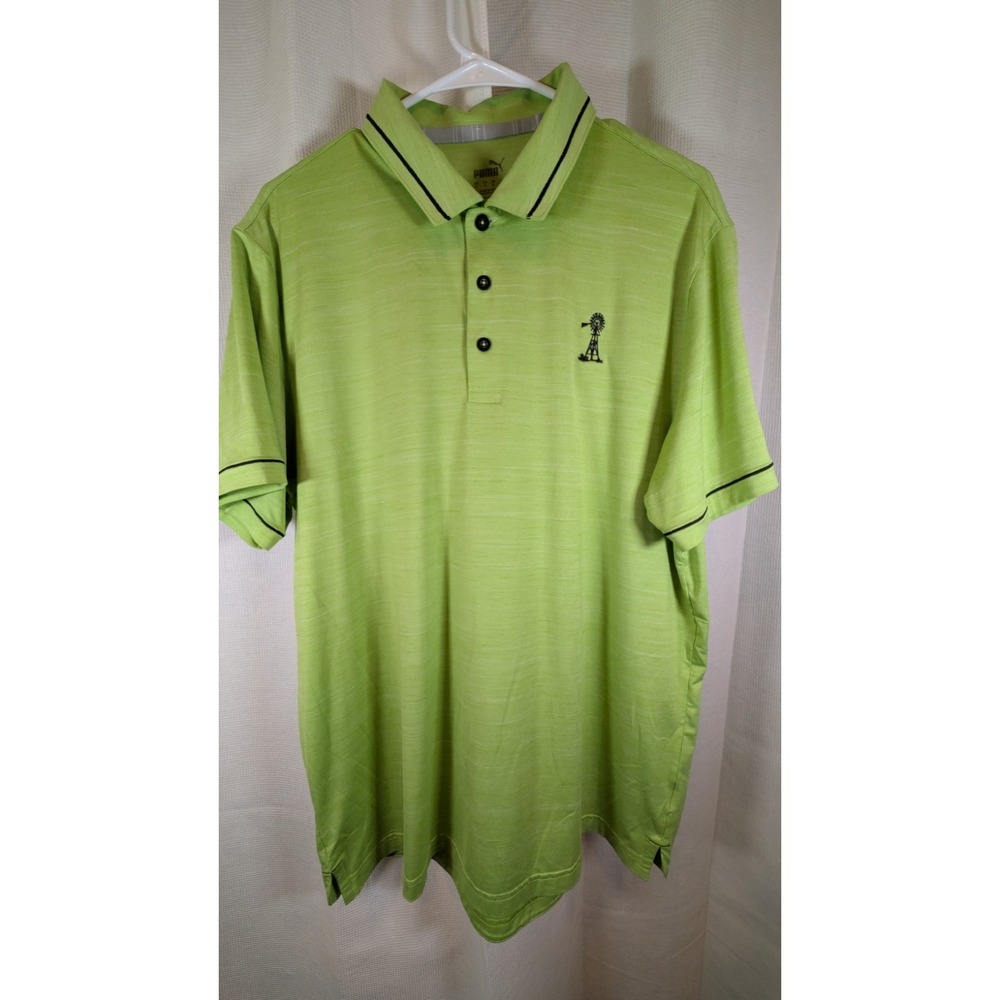 PUMA Golf Men's Short Sleeve Polo Shirt Lime Green Golfer Embroidered Size XL